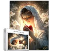Rompecabezas de 1000 piezas de la Virgen María sosteniendo el corazón sagrado para adultos, rompecabezas de cristianismo de 50 x 70 cm, rompecabezas Theotokos, desafiantes juegos de actividades