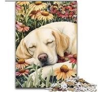 Rompecabezas de 1000 Piezas de Labrador Entre Las Flores, Hecho de Madera, cumpleaños, Navidad, Halloween, Acción de Gracias, Pascua, tamaño 50x75cm