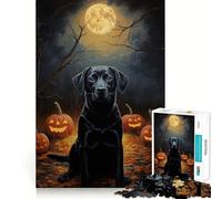 Rompecabezas de 1000 Piezas de Labrador Negro para Halloween,Juego de articulaciones afiladas,Entrenamiento Mental,Juego para Momentos acogedores,decoración navideña para la Pared 38x26cm
