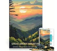 Rompecabezas de 1000 Piezas de Las Grandes Montañas Humeantes,Ideal para Cortar,decoración,Juego cognitivo,Regalo,Juego de cumpleaños fácil (38x52cm)