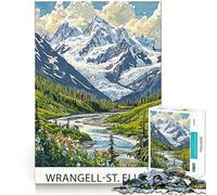 Rompecabezas de 1000 Piezas de Las montañas Wrangell-St Elias para Adultos Juego Divertido y Relajante Corte láser Tiempo de Tranquilidad y Ejercicio Mental en casa (38x52cm)