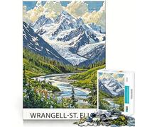 Rompecabezas de 1000 Piezas de Las montañas Wrangell-St Elias para Adultos Mejora la Capacidad Mental Juego Corte láser para un Ajuste Diversión Nocturna en Familia (50x75cm)