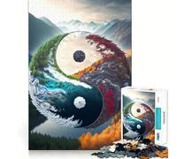 Rompecabezas de 1000 Piezas de Las Montañas Yin y Yang Juego cognitivo Divertido con componentes Resistentes y de Corte Limpio Momento de Tranquilidad y Ejercicio Mental en casa (38x52cm)