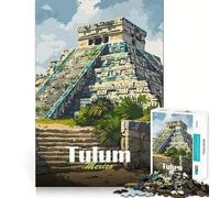 Rompecabezas de 1000 Piezas de Las ruinas mayas de Tulum, Arte de Ajuste, Juguete para desafiar la Mente, Juego Divertido para el Tiempo Libre, Regalo de cumpleaños (38x52cm)