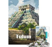 Rompecabezas de 1000 Piezas de Las ruinas mayas de Tulum para Adultos Juego de ingenio para Pasar el rato en casa Durante Las Vacaciones Ideal para cumpleaños y Navidad (tamaño 50x75cm)