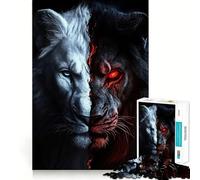 Rompecabezas de 1000 Piezas de león Blanco y Negro para Adolescentes Juego Que estimula el Cerebro Encaje Huecos Actividad Relajante para Grupos en Interiores (38x26cm)