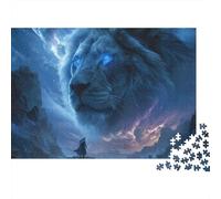 Rompecabezas de 1000 Piezas de león: Espíritu de león Gigante en Las Nubes. para Adultos de 12 años en adelante. Juegos educativos. Hermosa decoración. Difícil y desafiante. 70x50cm