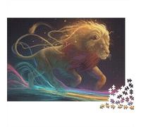 Rompecabezas de 1000 Piezas de león, león Dorado Corriendo con Rayas, para Juegos educativos para Adultos, Hermosa decoración, difícil, desafiante, cumpleaños, 38x26cm Regalos