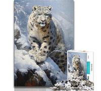Rompecabezas de 1000 Piezas de Leopardo de Las Nieves para Adultos y Adolescentes, Juego de Preguntas y respuestas, decoración de Pared, cumpleaños y Navidad, 50x75cm