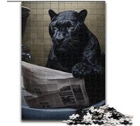 Rompecabezas de 1000 Piezas de Leopardo Leyendo periódico. Rompecabezas desafiante de 50x75cm. Juego Familiar Interactivo, Regalo Ideal para Las Fiestas, Juego de Actividades Familiares.
