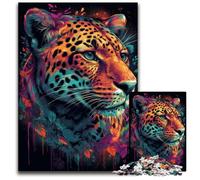 Rompecabezas de 1000 Piezas de Leopardo Salvaje. Un desafío para Adolescentes, una Noche de Juegos Familiar Divertida. 26x38cm/10,23x14,96 Pulgadas.