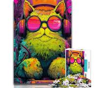 Rompecabezas de 1000 Piezas de Lindo Gato Artístico para Adultos y Adolescentes ¡Cada Pieza es única! Un Juego desafiante y Divertido para Toda la Familia 38x26cm