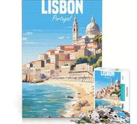 Rompecabezas de 1000 Piezas de Lisboa Portugal Juego Imposible Corte de precisión con Piezas de Formas aleatorias Que encajan Perfectamente 38x26cm