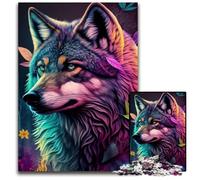 Rompecabezas de 1000 Piezas de Lobo, Arte Pop, Animal, Rompecabezas difícil para Adultos, Navidad, Halloween, Pascua, Año Nuevo, 50x75cm/19,68x29,52 Pulgadas