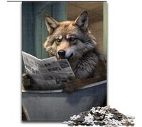 Rompecabezas de 1000 Piezas de Lobo Leyendo periódico, de Madera, tamaño 50x75cm, Familiares y Amigos, Apto para Mayores de 14 años.