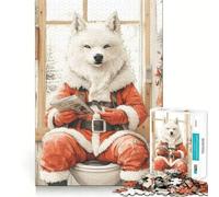 Rompecabezas de 1000 Piezas de Lobo Papá Noel en el baño Juego de ingenio con Troquelado de Alta precisión Un pasatiempo Fascinante para los Momentos de Ocio (38x52cm)