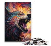 Rompecabezas de 1000 Piezas de Lobo psicodélico Colorido para Adultos Divertido Juego Familiar antiestrés desafío difícil 75 x 50 cm