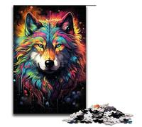 Rompecabezas de 1000 Piezas de Lobo psicodélico Colorido Rompecabezas de Madera Juegos educativos decoración del hogar 1000 Piezas (75 x 50 cm)