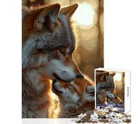 Rompecabezas de 1000 Piezas de Lobo y Cachorro Juguetes de decoración del hogar Gran Regalo para Juegos Juego Educativo Mejora el Amor Entre Parejas tamaño 38x52cm