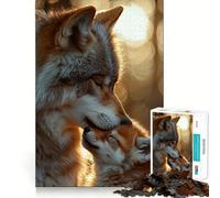 Rompecabezas de 1000 Piezas de Lobo y Cachorro para Adultos Diversión y Entrenamiento Mental, Corte láser Actividad Relajante para Grupos en Interiores (50x75cm)