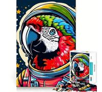 Rompecabezas de 1000 Piezas de Loro Astronauta WPAP para Adultos y Adolescentes Juguete de lógica Clara Tiempo de relajación Corte Artículo de Santa Claus (38x26cm)