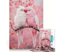 Rompecabezas de 1000 Piezas de Loros Rosas y Blancos para Adultos, Juguete Inteligente, Divertido y silencioso, con Bordes Suaves, Ideal para Festivales (38x26cm)
