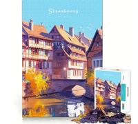 Rompecabezas de 1000 Piezas de los Canales de Estrasburgo Diseño de Corte preciso Ideal para desarrollar la lógica, el Pensamiento, el Juego y la Tranquilidad (50x75cm)