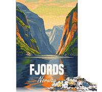 Rompecabezas de 1000 Piezas de los Fiordos de Noruega para Adultos. Rompecabezas de Madera Adultos. 1000 Piezas (75 x 50 cm).