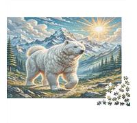 Rompecabezas de 1000 Piezas de los Grandes Pirineos para Adultos: Samoyedo en un Paisaje montañoso. Divertido y desafiante Juego Familiar, 70 x 50 cm (1000 Piezas).