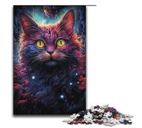 Rompecabezas de 1000 Piezas de Madera Aventuras psicodélicas de un Gato cósmico para Adultos y niños a Partir de 12 años. Diversión Familiar (38 x 26 cm).