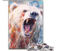 Rompecabezas de 1000 Piezas de Madera con Acuarelas de Oso Polar, Ideal para Decorar el hogar o la Oficina, 50x75cm, Ideal para Decorar tu hogar o para Regalar en cumpleaños