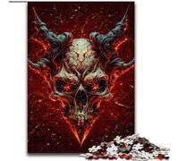 Rompecabezas de 1000 Piezas de Madera con Calavera de Vampiro roja,Ideal para Decorar el hogar o la Oficina, Ideal para Decorar tu hogar o para Regalar en cumpleaños