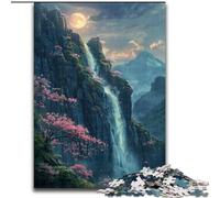 Rompecabezas de 1000 Piezas de Madera con Cascada de cerezos en Flor,Ideal para decoración del hogar y la Oficina, cumpleaños,Fiesta de cumpleaños de 50x75cm para Hombres