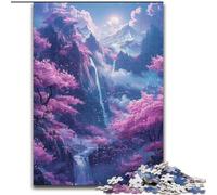 Rompecabezas de 1000 Piezas de Madera con Cascada de cerezos en Flor, Padres, Parejas y Amigos a Partir de 14 años, 50x75cm Una Divertida Actividad para Disfrutar en Familia