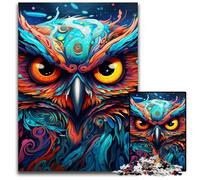 Rompecabezas de 1000 Piezas de Madera con diseño de búho de Colores, Ideal para Relajarse y desafiar, decoración Colorida para el hogar, Regalo Ideal para Amigos, 50x75cm/19,68x29,52 Pulgadas.
