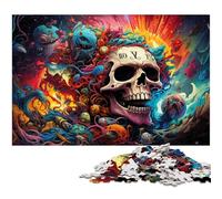 Rompecabezas de 1000 Piezas de Madera con diseño de Calavera de Colores para Adultos, desafiante Rompecabezas de Bricolaje, Juego Familiar Perfecto o Regalo Decorativo, 50x75cm/19,68x29,52 Pulgadas