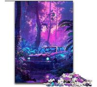 Rompecabezas de 1000 Piezas de Madera con diseño de Coche al Atardecer, Ideal para Decorar el hogar o la Oficina, 50x75cm, Ideal para Decorar tu cumpleaños