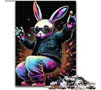 Rompecabezas de 1000 Piezas de Madera con diseño de Conejo neón, Ideal para decoración del hogar y la Oficina, cumpleaños, 50x75cm, Fiesta de cumpleaños para Hombres y Mujeres