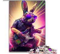 Rompecabezas de 1000 Piezas de Madera con diseño de Conejo y Guitarra, Ideal para decoración del hogar y la Oficina, cumpleaños, 50x75cm, para Hombres y Mujeres