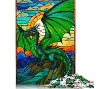 Rompecabezas de 1000 Piezas de Madera con diseño de dragón de vidrieras, (75 x 50 cm).