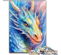 Rompecabezas de 1000 Piezas de Madera con diseño de dragón y Acuarela para Adultos, Ideal como decoración o Regalo de cumpleaños, 50x75cm, Ideal para Juegos interactivos Familiares