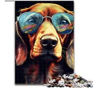 Rompecabezas de 1000 Piezas de Madera con diseño de Gafas de Sol de Perro Salchicha,Ideal para Decorar el hogar o la Oficina,Ideal como regaloideal para Decorar tu Propio Arte