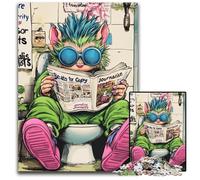 Rompecabezas de 1000 Piezas de Madera con diseño de Gato en el baño, Ideal para Relajarse y desafiar, decoración Colorida para el hogar, Regalo Ideal para Amigos, 50x75cm/19,68x29,52 Pulgadas