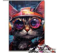 Rompecabezas de 1000 Piezas de Madera con diseño de Gato tecnológico Un Rompecabezas desafiante para Hacer tú Mismo Familiar o Decorativo 1000 Piezas(50x75cm)