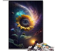 Rompecabezas de 1000 Piezas de Madera con diseño de Girasol Espacial, navideño, Obra de Arte humorística, 50x75cm, Ideal para cumpleaños, Navidad y Halloween