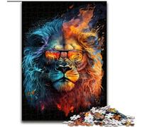 Rompecabezas de 1000 Piezas de Madera con diseño de león Colorido con Gafas,Ideal para decoración del hogar y la Oficina, cumpleaños,Fiesta de cumpleaños para Hombres y Mujeres