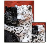 Rompecabezas de 1000 Piezas de Madera con diseño de Leopardo en Blanco y Negro Un desafío para Adolescentes, Ideal para una Noche de Juegos en Familia, 50x75cm