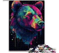 Rompecabezas de 1000 Piezas de Madera con diseño de Oso de Colores, Ideal para el hogar, 50x75cm, Ideal para Adolescentes