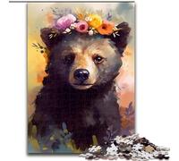 Rompecabezas de 1000 Piezas de Madera con diseño de Oso marrón de Colores para bebés Un Rompecabezas desafiante para Adolescentes,Ideal para la Familia, decoración del hogar