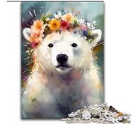 Rompecabezas de 1000 Piezas de Madera con diseño de Oso Polar bebé,Ideal para Decorar el hogar o la Oficina, Ideal para Decorar tu hogar o para Regalar en cumpleaños
